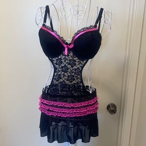 Rampage Black Chemise with Hot Pink Trim